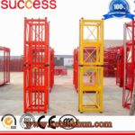 Building Used Single Cage Construction Hoist with Hop Deep Galvanized Mast Section