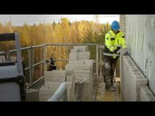 Scanclimber SC8000 mast climber at bricklaying & masonry work – increased ergonomics & productivity